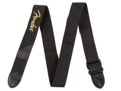 Fender® 2" Black Poly Strap with Yellow Fender® Logo