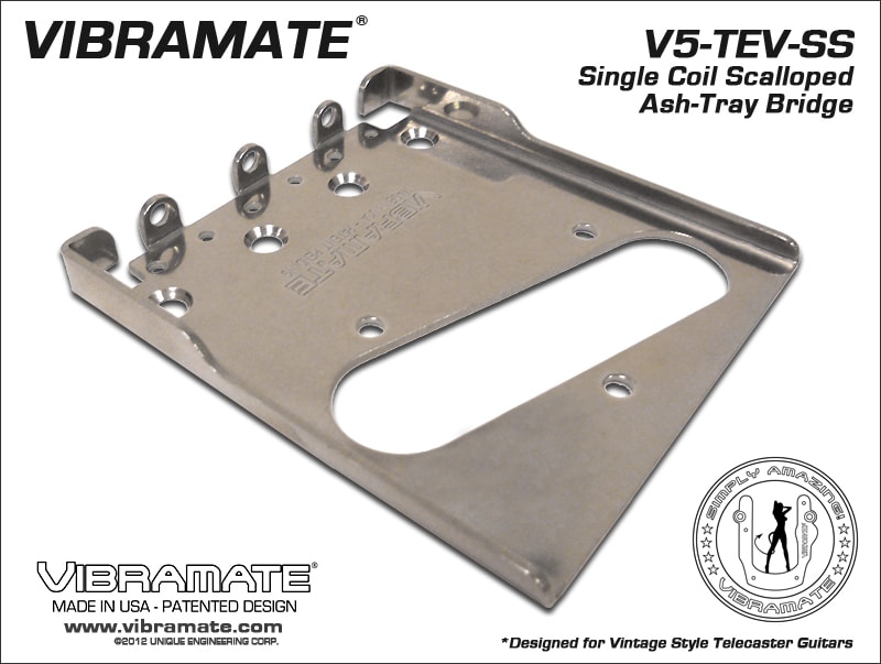 Vibramate V5 Stage II Mount Kit For Vintage Tele Single-Coil Scalloped