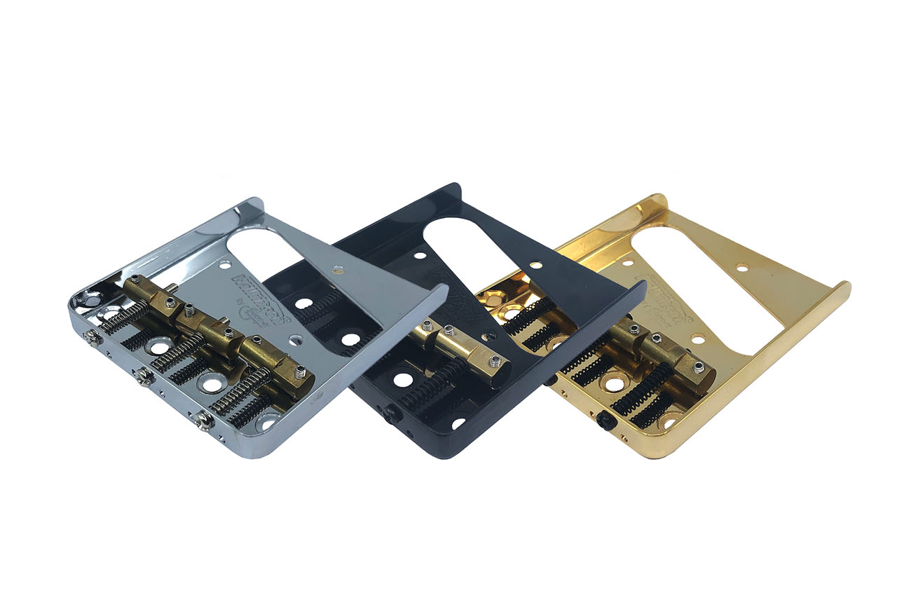 WTB Ashtray Bridges Set Replacement for Tele TL Style 6 Strings Electric or Vintage Guitar Black Wilkinson Fixed Guitar Bridge with Brass 3-Saddles 