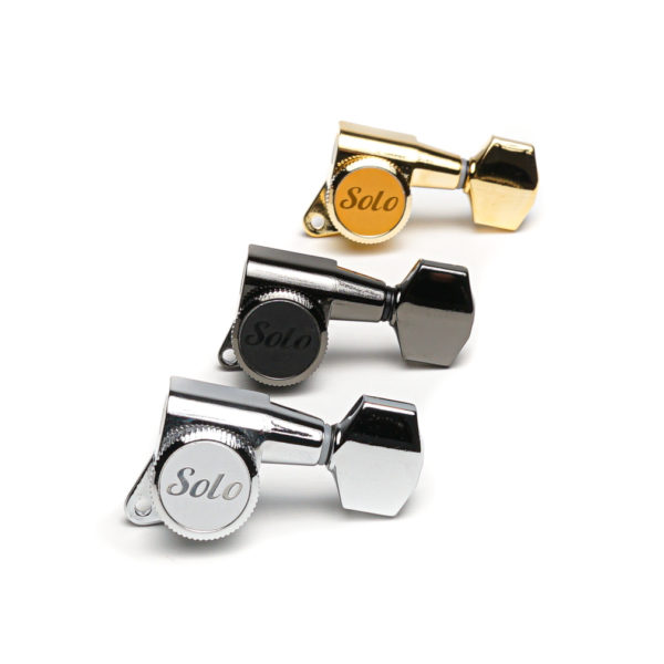 Solo Pro Staggered Locking Guitar Modern Machine Heads Set of 6 Inline