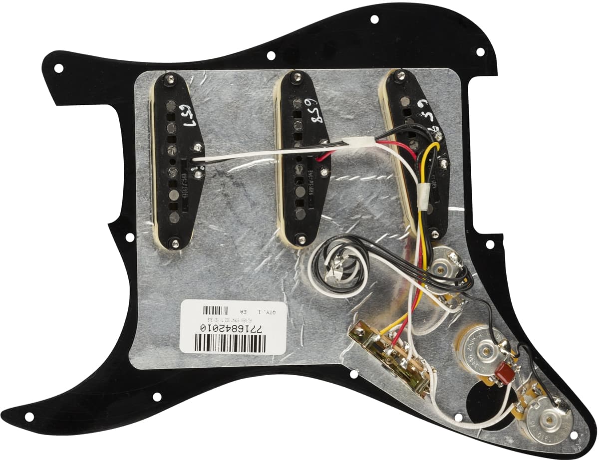 Fender® Pre-Wired Strat® Pickguard, Tex-Mex SSS, 11 Hole, BWB 