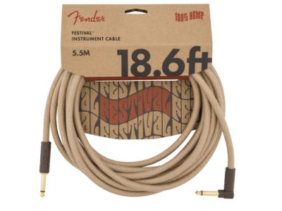 Fender® Angled Festival Hemp Instrument Cable, 18.6′, Natural