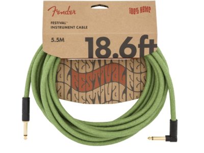 Fender® Angled Festival Hemp Instrument Cable, 18.6′, Green