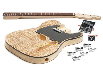 DIY Electric Guitar Kit With Ash Burl Top & Solderless Electronics