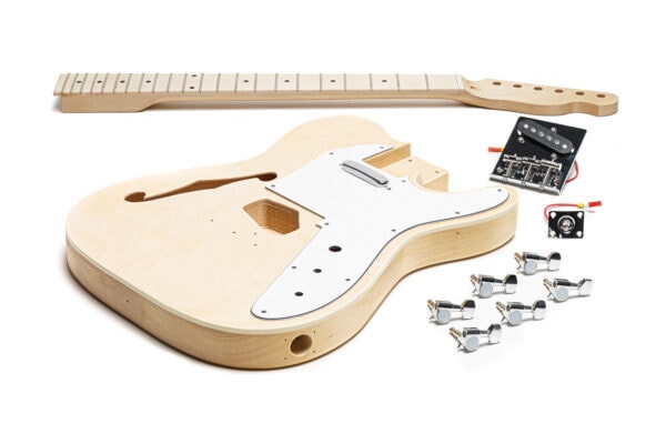 Semi Hollow Electric Guitar Kit With Maple Top & Solderless Electronics