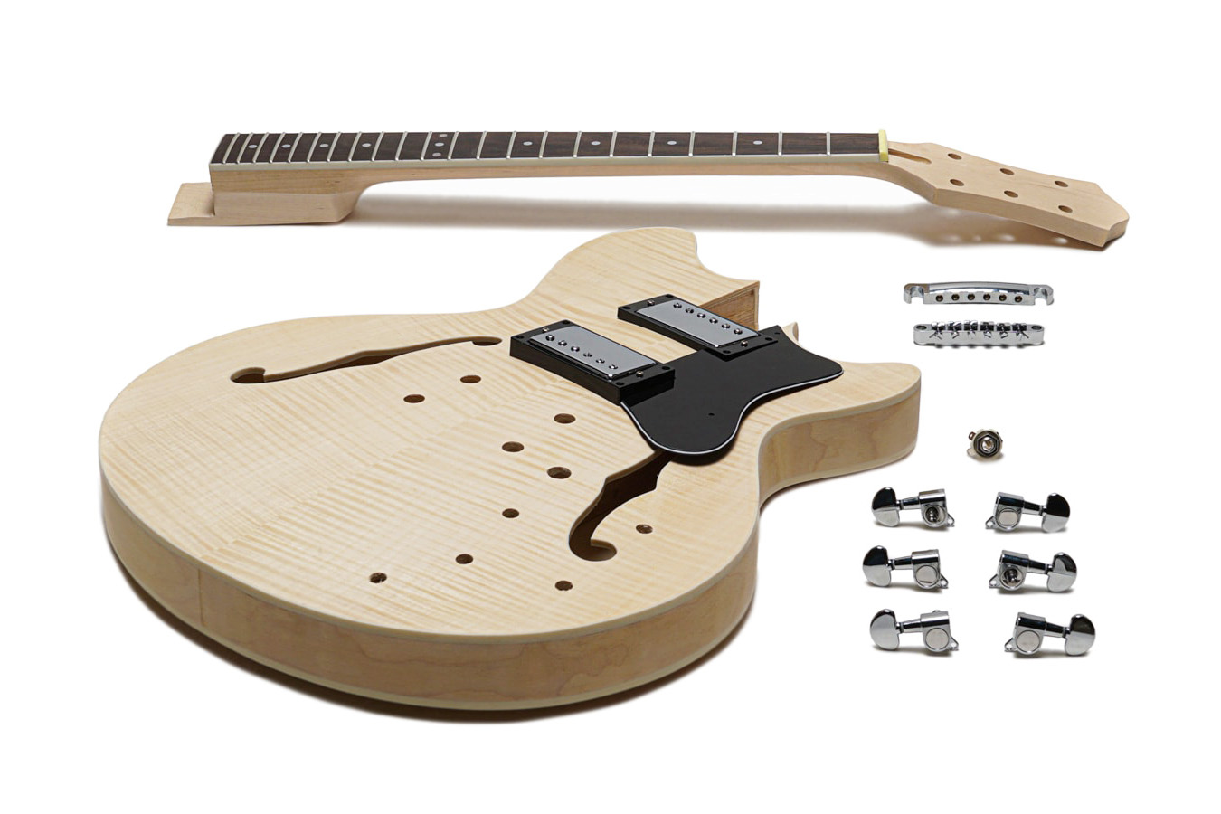 SOLO GUITARS Solo Es Style Diy Guitar Kit, Flamed Maple Top