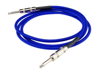 DiMarzio EP1710SSEB Braided Instrument Cable - Straight, 10 ft, Electric Blue