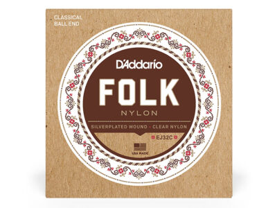 D'Addario EJ32C Folk Nylon Classical Ball End, Silver Plated Guitar Strings - Normal Tension