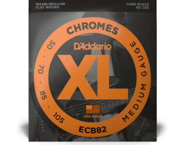 D'Addario ECB82 Chromes Flatwound Bass Guitar Strings, Medium, Long Scale, 50-105