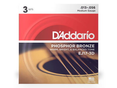 D'Addario EJ17 Phosphor Bronze Acoustic Guitar Strings, Medium, 13-56 - 3 pack