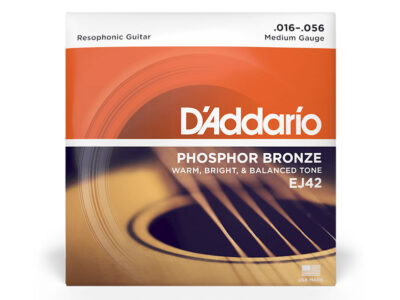 D'Addario EJ42 Phosphor Bronze Resophonic Guitar Strings, Medium, 16-56