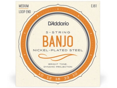 D'Addario EJ61 Nickel Plated 5-String Banjo Strings, Medium, 10-23