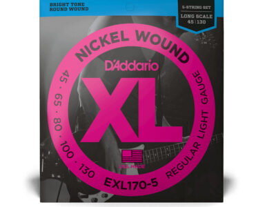 D'Addario EXL170-5 5-String Nickel Wound Electric Bass Strings, Light, Long Scale, 45-130