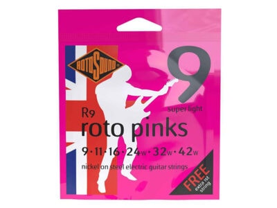 Rotosound Roto Pinks Nickel Wound Electric Guitar Strings, Super Light, 9-42