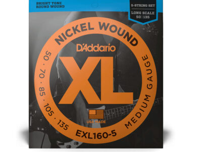 D'Addario EXL160-5 5-String Nickel Wound Electric Bass Strings, Medium, Long Scale, 50-135