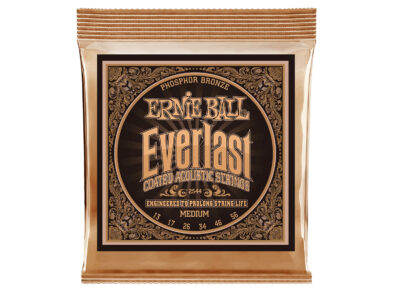 Ernie Ball 2544 Everlast Coated Phosphor Bronze Acoustic Guitar Strings, Medium, 13-56
