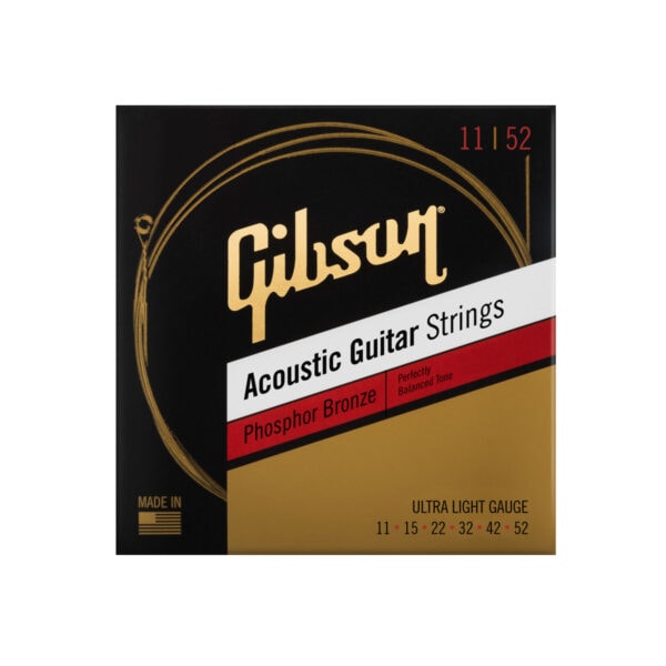 Gibson PB11 Phosphor Bronze Acoustic Guitar Strings, Ultra Light, 11-52