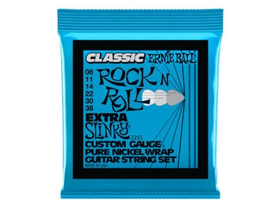 Ernie Ball 2255 Extra Slinky Classic Rock N Roll Pure Nickel Electric Guitar Strings, 8-38