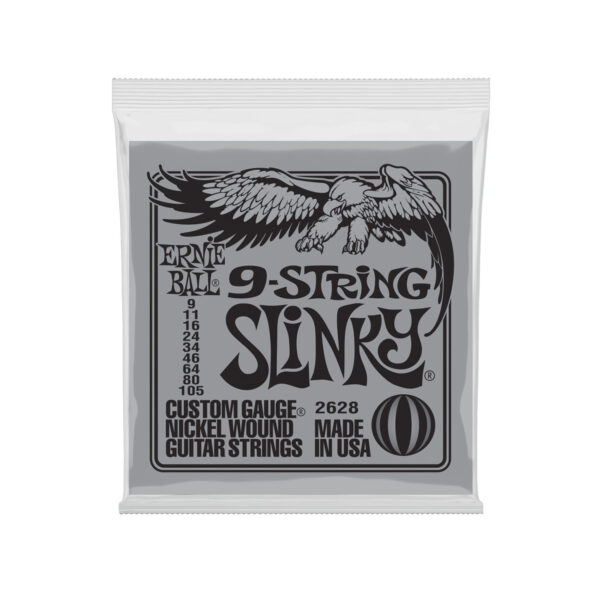 Ernie Ball 2628 9-String Slinky Nickel Wound Electric Guitar Strings, 9-105