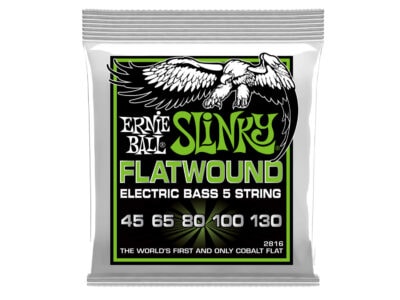 Ernie Ball 2816 5-String Regular Slinky Cobalt Flatwound Electric Bass Strings, 45-130